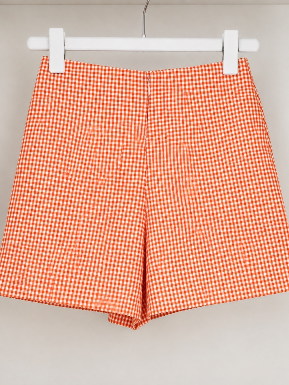 ZARA Orange Gingham High-Waist Tailored Shorts NWT | Size Small  🍊